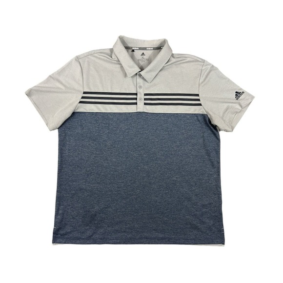 Adidas Men Short Sleeve Gray Polo Shirt Sz XL - Picture 1 of 7
